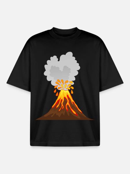 Volcán, lava, ceniza, magma, geólogo, vulcano - Camiseta unisex boxy orgánica de Stanley/Stella - negro
