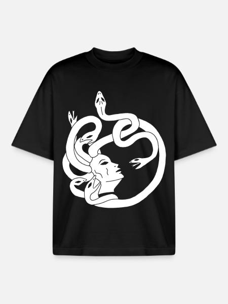 Snake-haired woman (white) - Boxy Heavyweight Unisex Organic T-Shirt by Stanley/Stella - black
