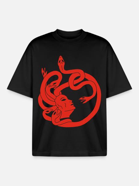Frau mit Schlangenhaar (rot) - Boxy Heavyweight Unisex Organic T-Shirt von Stanley/Stella - Schwarz