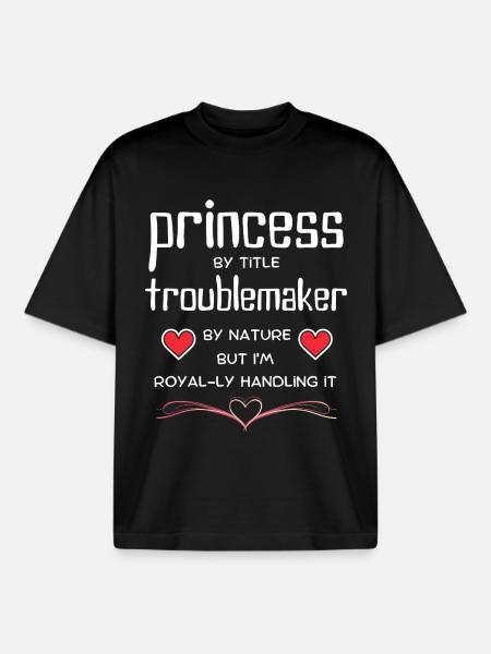 Princess TroubleMaker Tee - Boxy Heavyweight Unisex Organic T-Shirt by Stanley/Stella - black