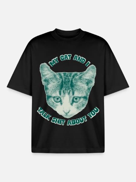 Sassy Cat Talk – Funny Cat Theme - Boxy Heavyweight Unisex Organic T-Shirt by Stanley/Stella - black