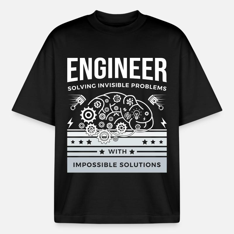 ENGINEER – Solving Invisible Problems T-Shirt - Boxy Heavyweight Unisex Organic T-Shirt by Stanley/Stella - black