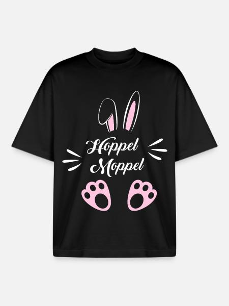 Hoppel Moppel Bunny Motif - Boxy Heavyweight Unisex Organic T-Shirt by Stanley/Stella - black