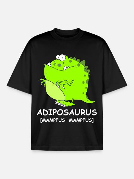 Adiposaursus Dino Comic - T-shirt unisexe boxy épais biologique Stanley/Stella - noir