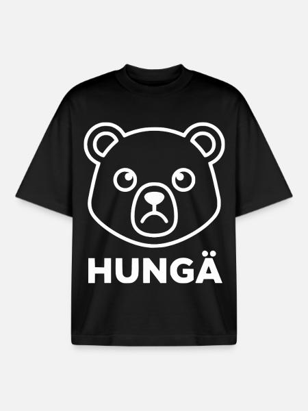 Bear Outline with Hungä - Boxy Heavyweight Unisex Organic T-Shirt by Stanley/Stella - black