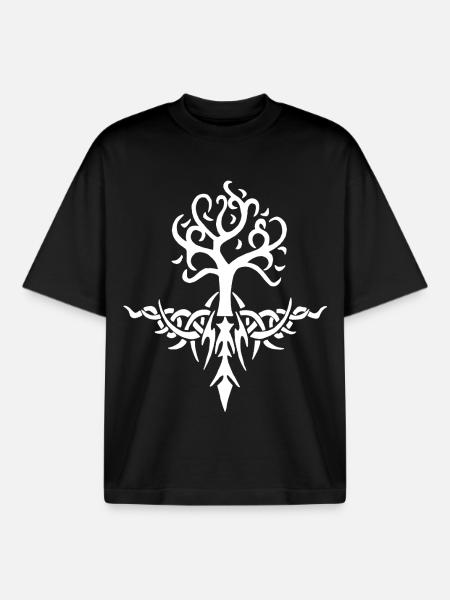 White Thorny Tree - Boxy Heavyweight Unisex Organic T-Shirt by Stanley/Stella - black