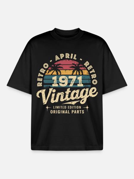 April 1971 - April 1971 - Boxy Heavyweight Unisex Organic T-Shirt by Stanley/Stella - black