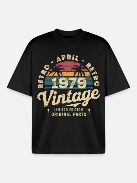 Avril 1979 - April 1979 - Boxy Heavyweight Unisex Organic T-Shirt by Stanley/Stella - black