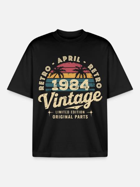 Avril 1984 - April 1984 - Boxy Heavyweight Unisex Organic T-Shirt by Stanley/Stella - black
