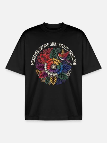 Menschenrechte statt rechte Menschen - Boxy Heavyweight Unisex Organic T-Shirt von Stanley/Stella - Schwarz
