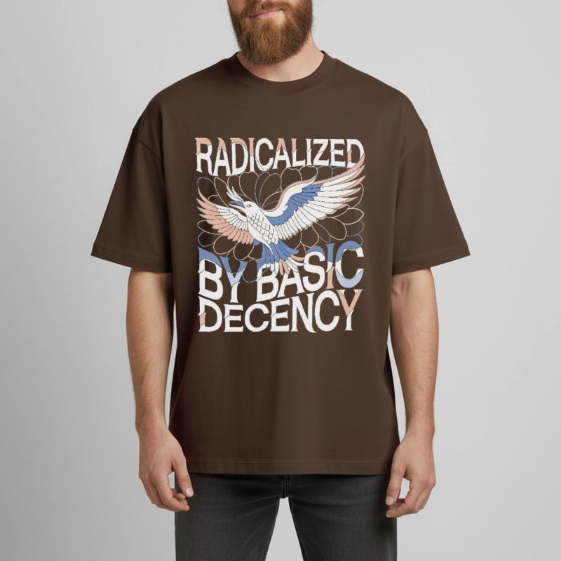 Radicalized by Basic Decency Statement Art Boxy Heavyweight Unisex Organic T-Shirt by Stanley/Stella