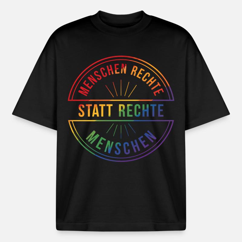 Menschenrechte Statement Pride Regenbogen - Boxy Heavyweight Unisex Organic T-Shirt von Stanley/Stella - Schwarz