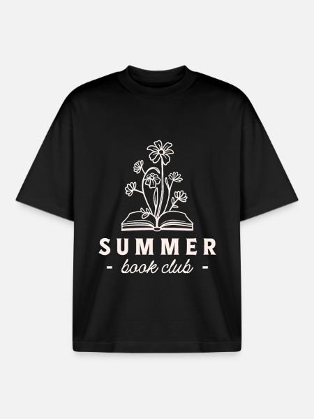 Summer book club reading group - Boxy Heavyweight Unisex Organic T-Shirt by Stanley/Stella - black