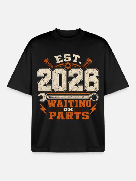 EST. 2026 Waiting On Parts Mechanic Screwdriver - Boxy Heavyweight Unisex Organic T-Shirt by Stanley/Stella - black