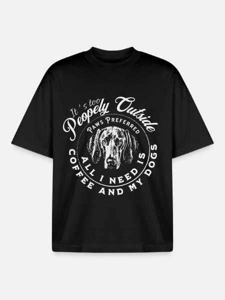 Dog Love Coffee Motif Badge - Boxy Heavyweight Unisex Organic T-Shirt by Stanley/Stella - black