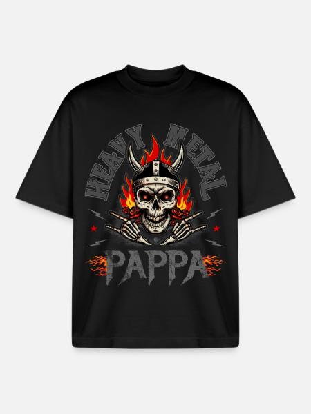 Heavy Metal Dad T-shirt Gift - Boxy Heavyweight Unisex Organic T-Shirt by Stanley/Stella - black