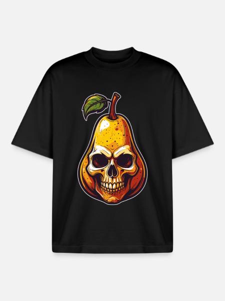 Pears Skull Comic Style - T-shirt unisexe boxy épais biologique Stanley/Stella - noir