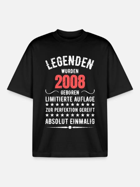 Limited Edition 2007 18th Birthday Gift - Boxy Heavyweight Unisex Organic T-Shirt by Stanley/Stella - black