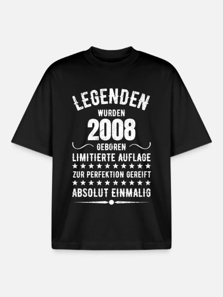 Limited Edition 2007 18th Birthday Gift - Boxy Heavyweight Unisex Organic T-Shirt by Stanley/Stella - black