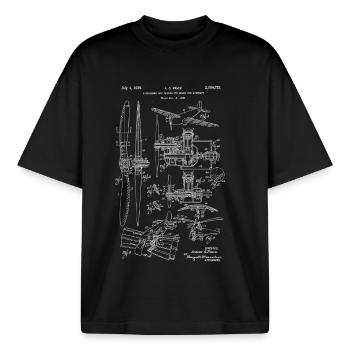 Vintage Aircraft Patent Aeronautical Technical Board - Boxy Heavyweight Unisex Organic T-Shirt von Stanley/Stella - Schwarz - Vorne - AI Model Male 185 light (185cm) & AI Model Female 172 dark (172cm)