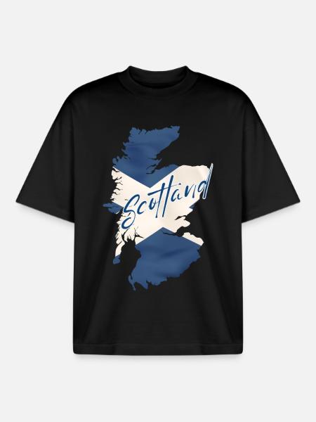 Flag of Scotland, Scottish pride - Boxy Heavyweight Unisex Organic T-Shirt by Stanley/Stella - black