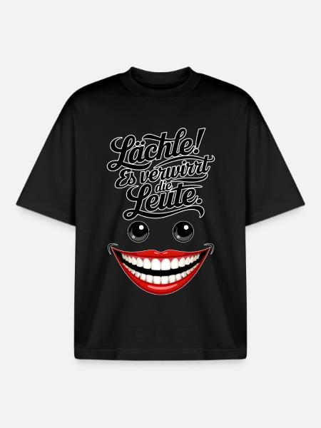 Always smiling - Boxy Heavyweight Unisex Organic T-Shirt by Stanley/Stella - black