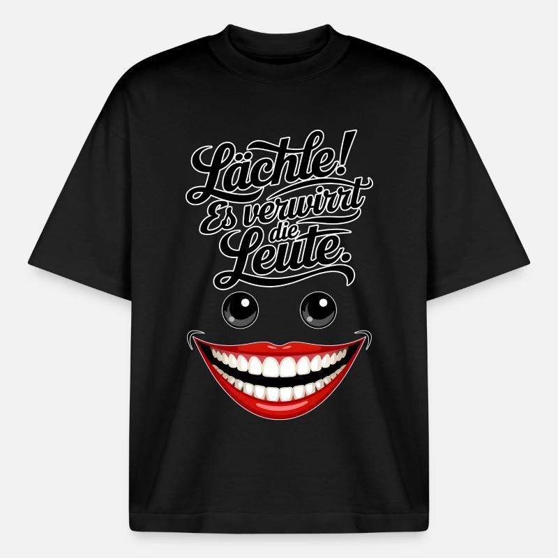 Toujours souriant - T-shirt unisexe boxy épais biologique Stanley/Stella - noir