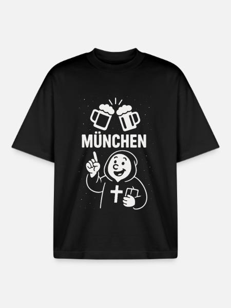 Münchner Mönch & Maß - Boxy Heavyweight Unisex Organic T-Shirt von Stanley/Stella - Schwarz