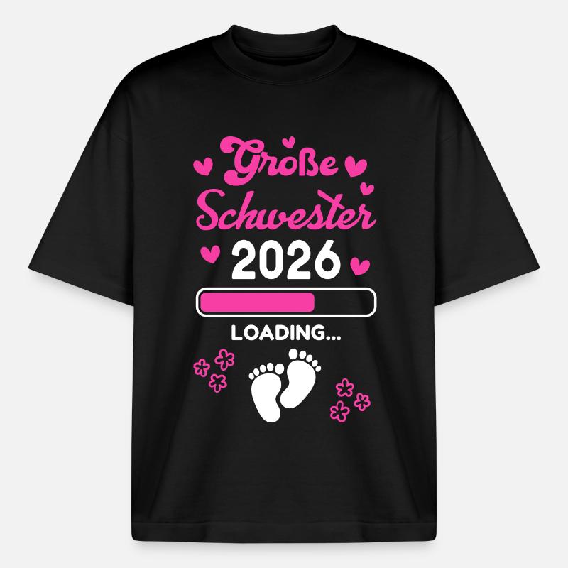 Große Schwester 2026 Loading - Boxy Heavyweight Unisex Organic T-Shirt von Stanley/Stella - Schwarz