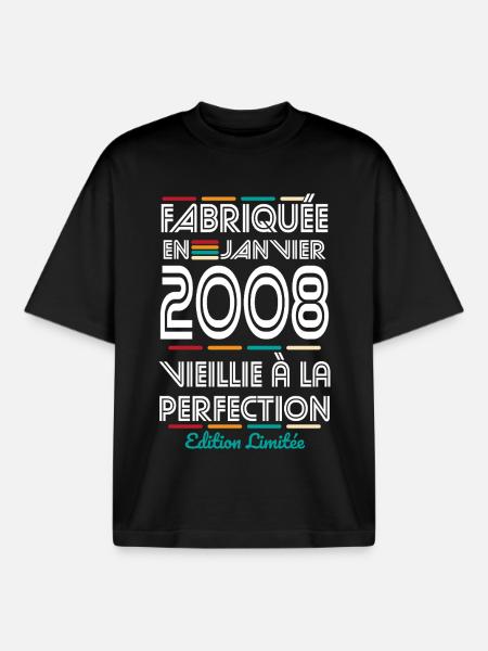 18th Birthday - Made in January 2008 - Boxy Heavyweight Unisex Organic T-Shirt by Stanley/Stella - black