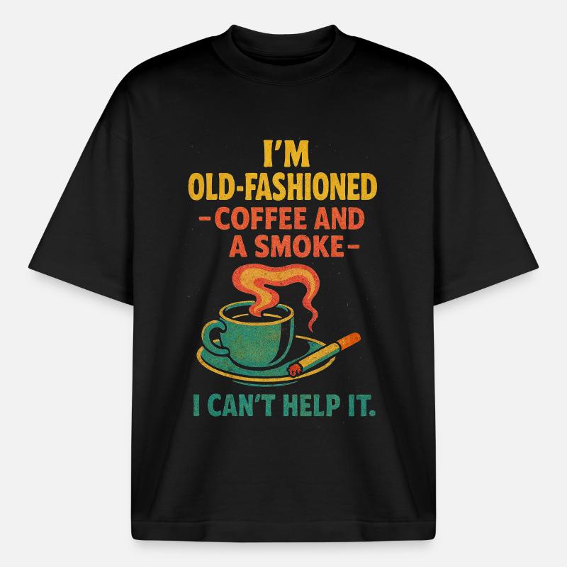 Altmodischer Kaffee und eine Zigarette - Boxy Heavyweight Unisex Organic T-Shirt von Stanley/Stella - Schwarz