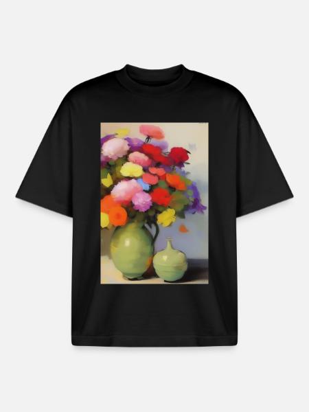 Flowers and butterfly - Boxy Heavyweight Unisex Organic T-Shirt by Stanley/Stella - black