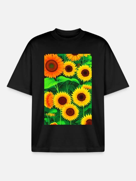 Sunflowers - Boxy Heavyweight Unisex Organic T-Shirt by Stanley/Stella - black