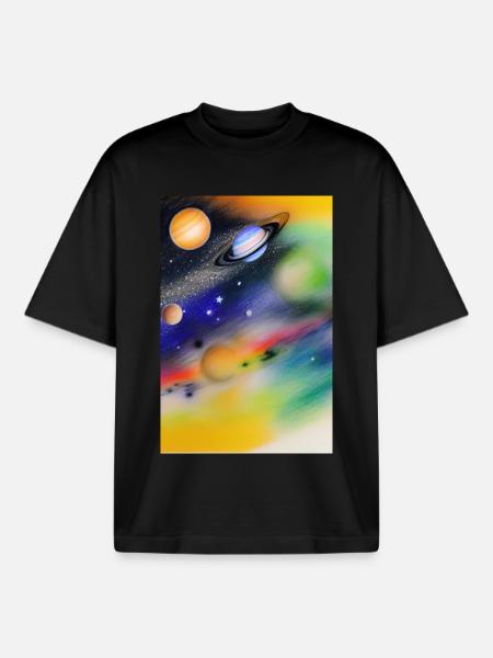 Space and planets - Boxy Heavyweight Unisex Organic T-Shirt by Stanley/Stella - black
