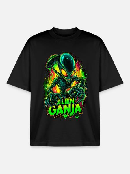 Alien Ganja - Boxy Heavyweight Unisex Organic T-Shirt by Stanley/Stella - black