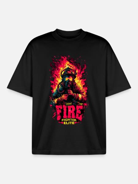 Fire Fighter Elite - Boxy Heavyweight Unisex Organic T-Shirt by Stanley/Stella - black