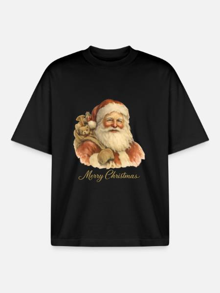 Merry Christmas Santa Claus - Boxy Heavyweight Unisex Organic T-Shirt by Stanley/Stella - black