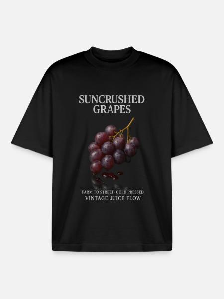 Grapes Fruit Grapes Summer - Boxy Heavyweight Unisex Organic T-Shirt by Stanley/Stella - black