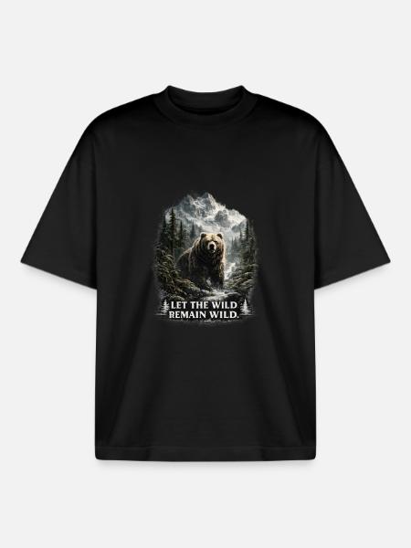 Grizzly Bear – Wilderness & Nature Conservation - Boxy Heavyweight Unisex Organic T-Shirt by Stanley/Stella - black