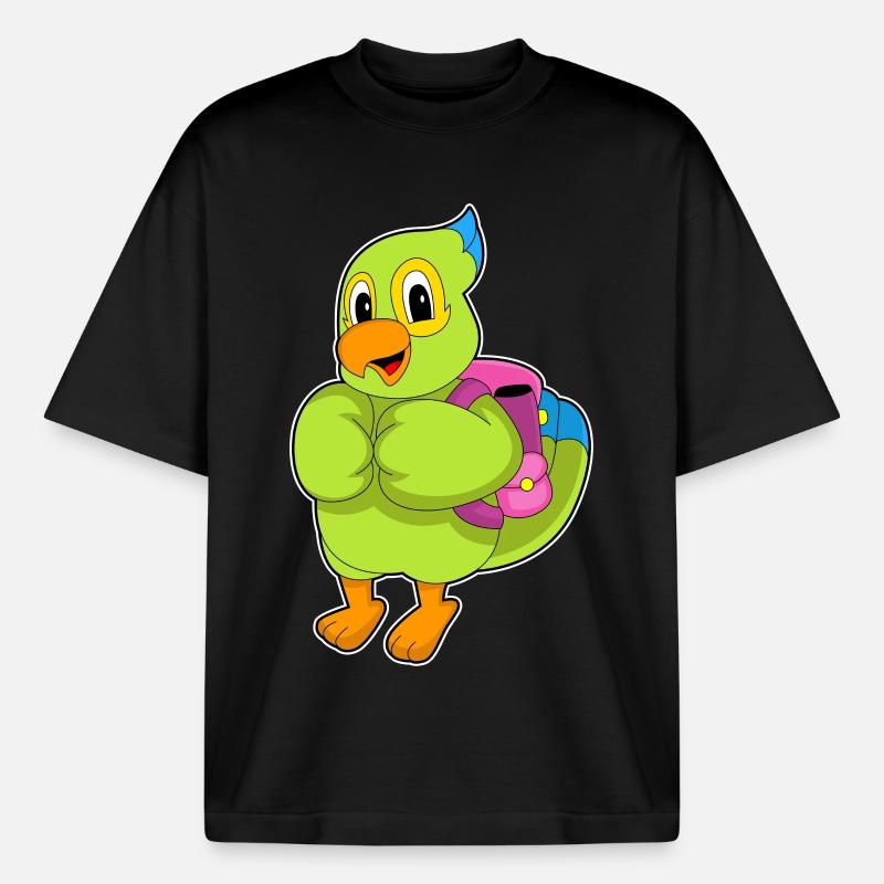 Parrot Student Backpack School - T-shirt unisexe boxy épais biologique Stanley/Stella - noir