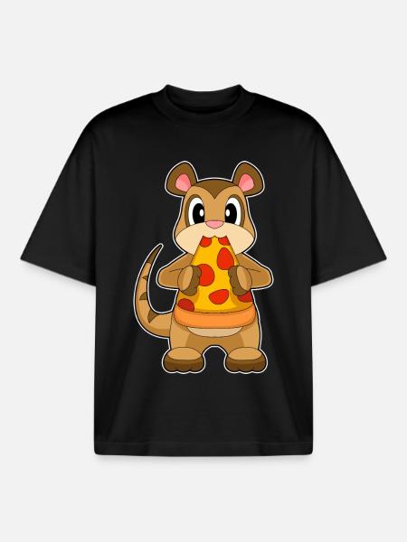 Pizza au suricate - T-shirt unisexe boxy épais biologique Stanley/Stella - noir