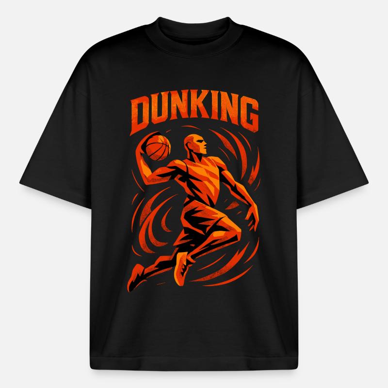 Basketball Dunk Throw Player Dunking Gift - Boxy Heavyweight Unisex Organic T-Shirt by Stanley/Stella - black