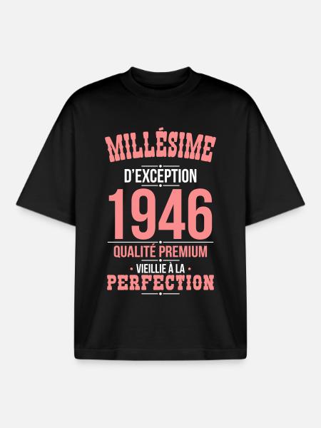 1946 – Millésime d’exception – Qualité premium - T-shirt unisexe boxy épais biologique Stanley/Stella - noir
