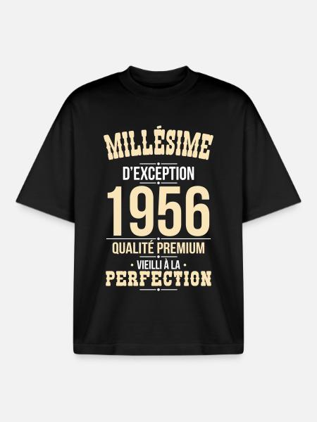 1956 – Millésime d’exception – Qualité premium - T-shirt unisexe boxy épais biologique Stanley/Stella - noir
