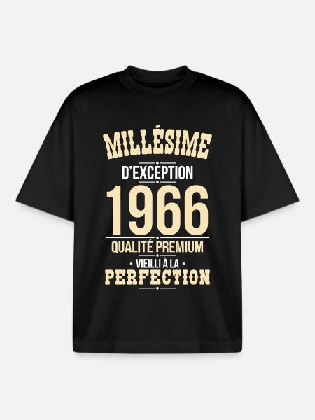 1966 – Millésime d’exception – Qualité premium - T-shirt unisexe boxy épais biologique Stanley/Stella - noir
