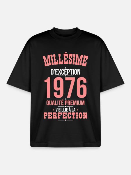 1976 – Millésime d’exception – Qualité premium - T-shirt unisexe boxy épais biologique Stanley/Stella - noir