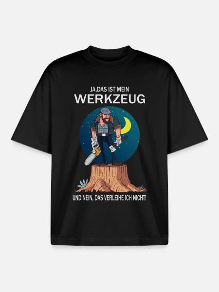 Lumberjack and his tools - Boxy Heavyweight Unisex Organic T-Shirt by Stanley/Stella - black