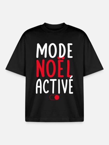 Mode Noël activé - Idée cadeau - T-shirt unisexe boxy épais biologique Stanley/Stella - noir