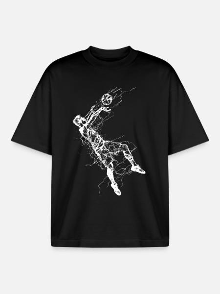 Volleyball Player Sketch - Boxy Heavyweight Unisex Organic T-Shirt by Stanley/Stella - black