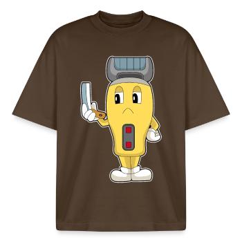 Shaver Hairdresser Razor - Boxy Heavyweight Unisex Organic T-Shirt by Stanley/Stella - mocha - Front - AI Model Male 185 light (185cm) & AI Model Female 172 dark (172cm)